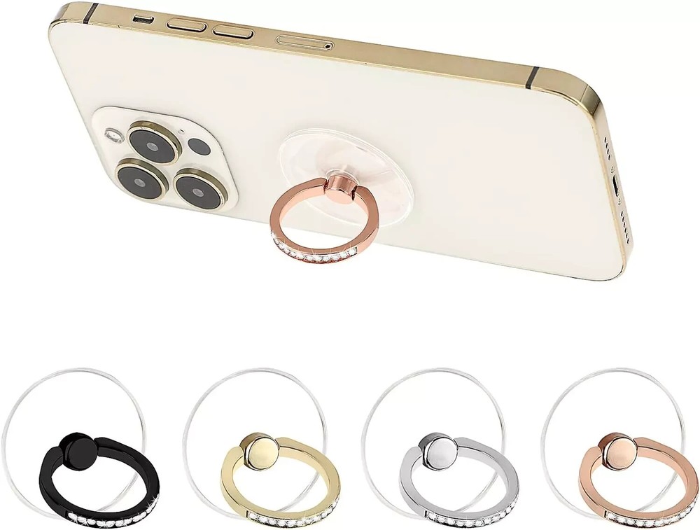 Transparent 4-Pack Diamond Ring Phone Holder Finger Grip