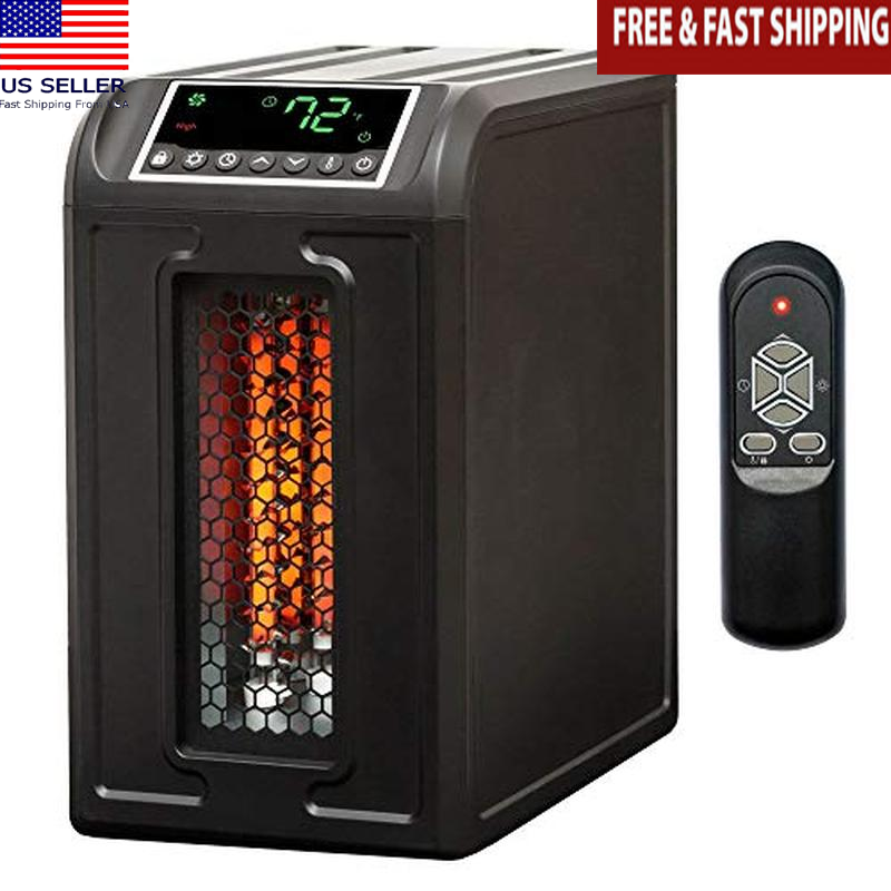 1500W PortableInfrared Quartz Space Heater 3 Element Heater with Remote Black