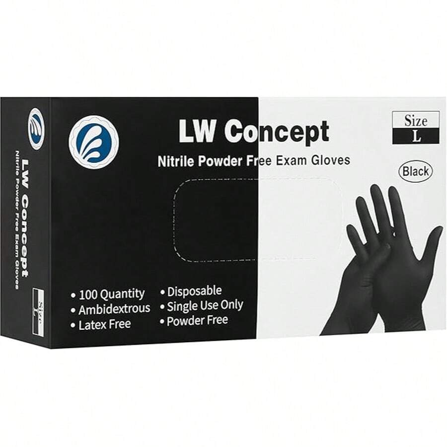 Nitrile Disposable Gloves Latex Free 5 Mil Black 100 Count Box