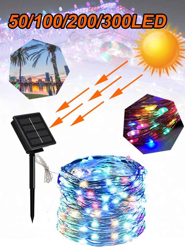 8Modes Solar Copper Wire String Lights for Christmas Indoor Outdoor Decor  