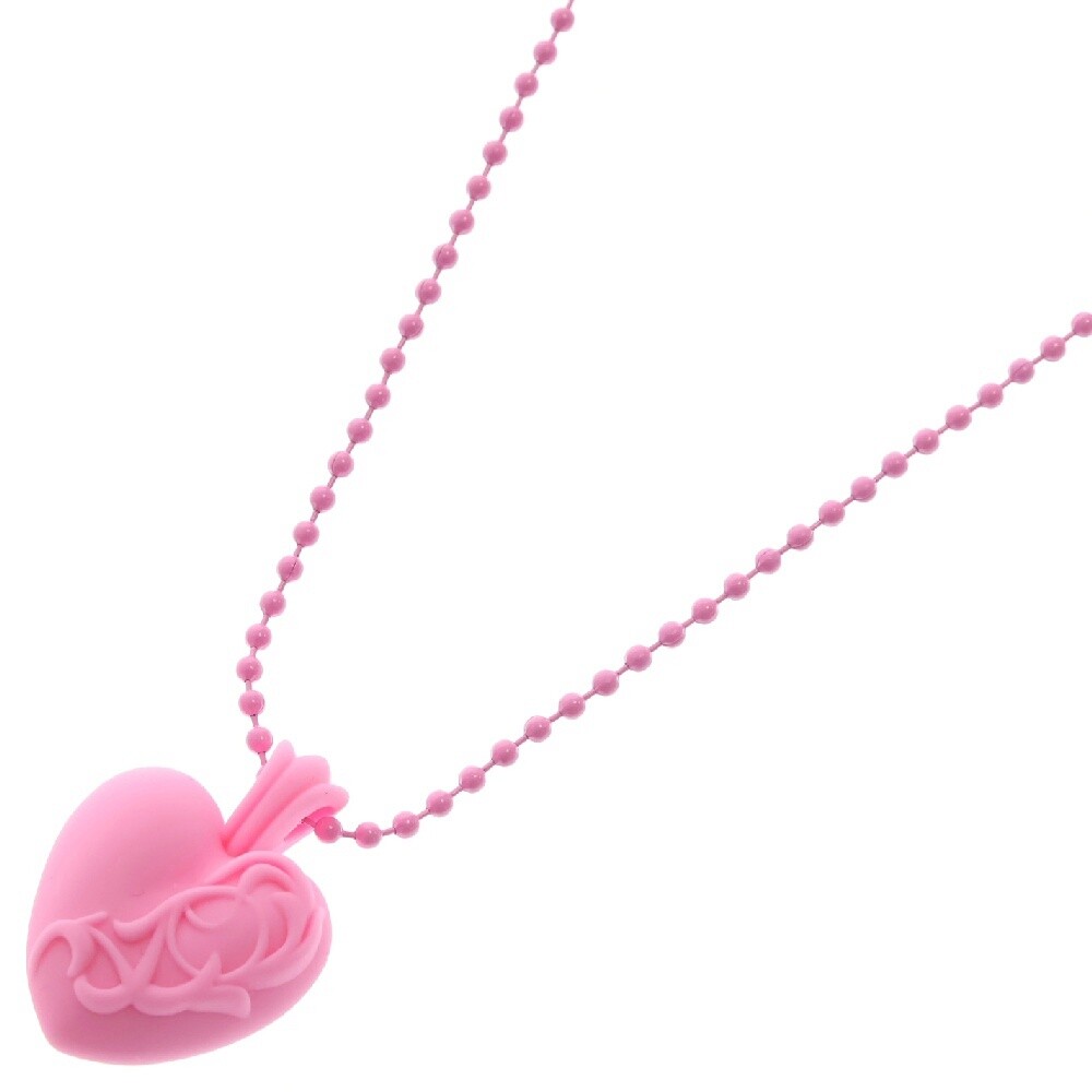 Chrome Hearts Rubber Heart Pendant Silicon Necklace Pink / S EGb26