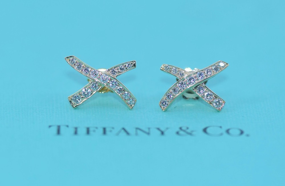 Tiffany & Co Paloma Picasso Diamond X 18K Yellow Gold Earrings