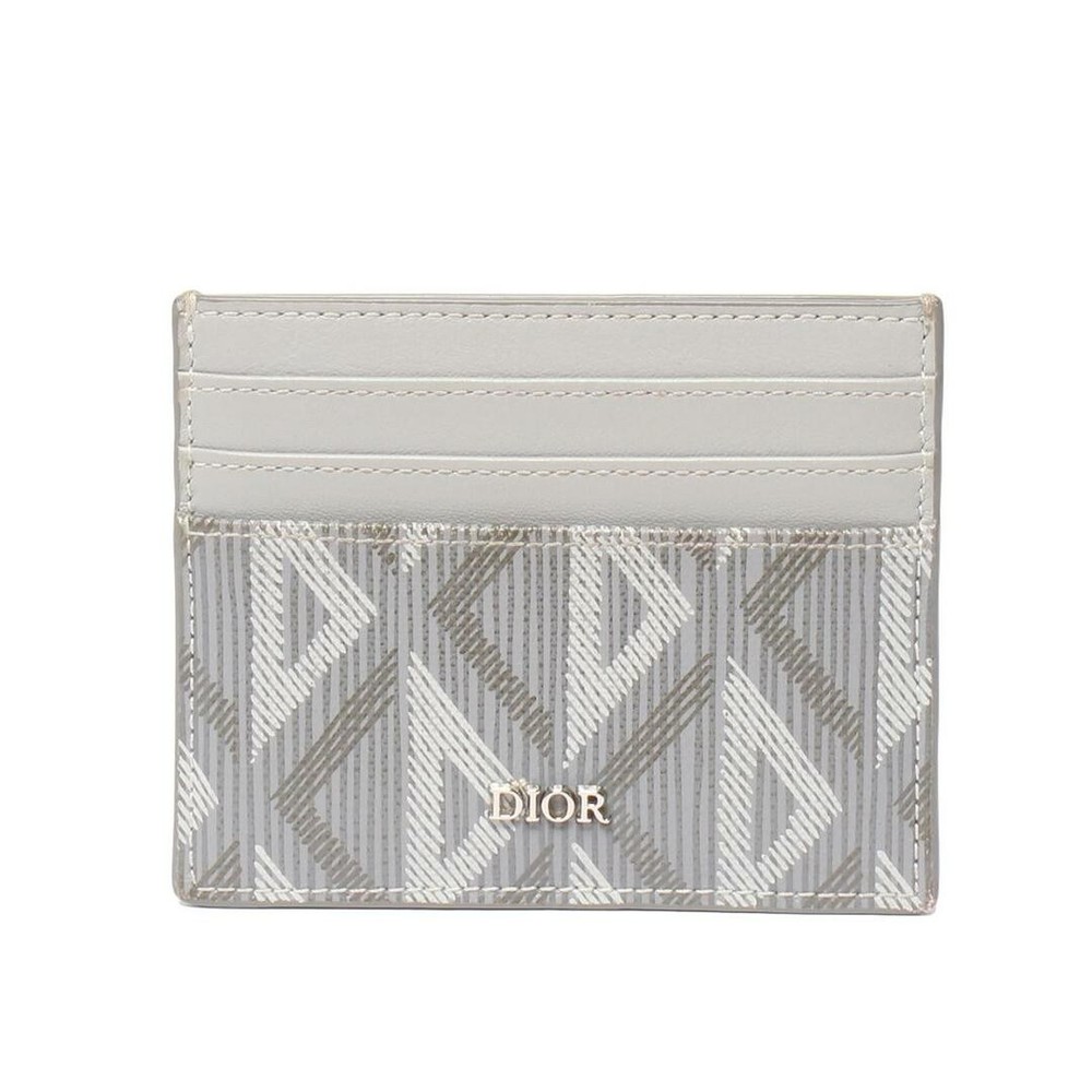 Dior Christian Card Case CD Diamond Unisex with Damage Details on Face Back Inside