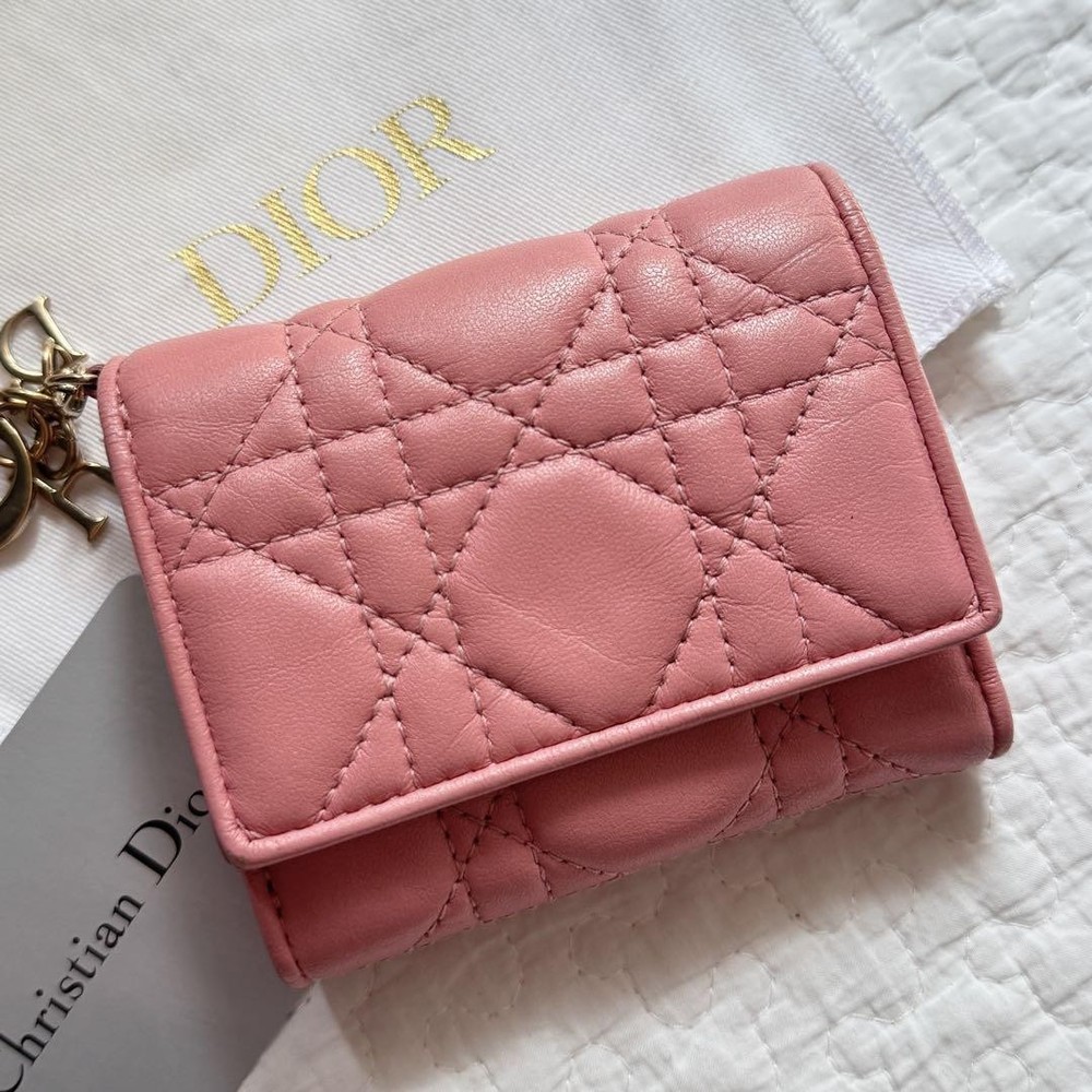 Dior Lotus Trifold Wallet in Soft Pink