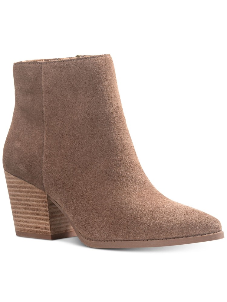 AMERICAN RAG Womens Brown Eryn Pointed Toe Block Heel Leather Booties 9.5 M