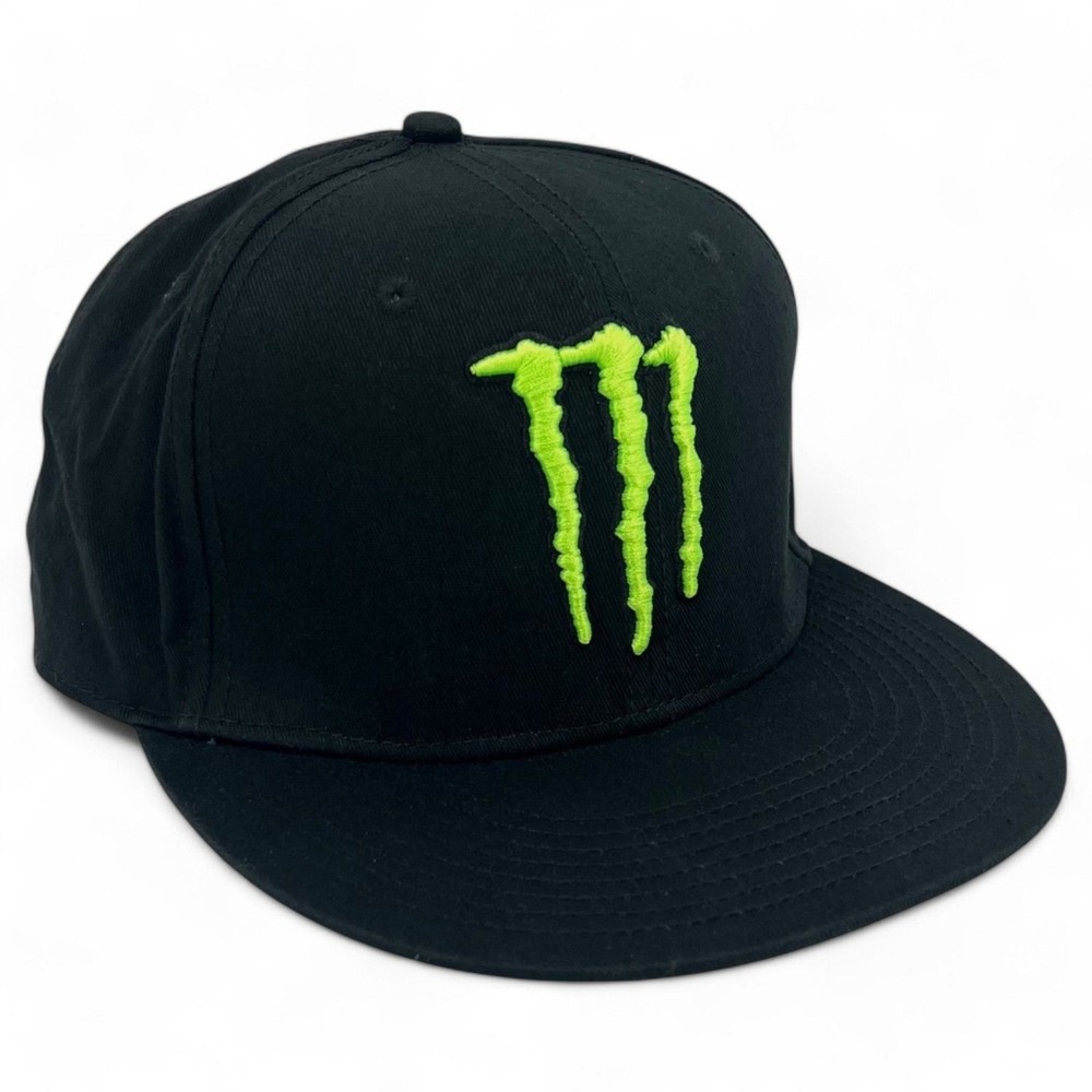 NEW Monster Energy Men's Flat Bill Snapback Adjustable Hat Cap Black
