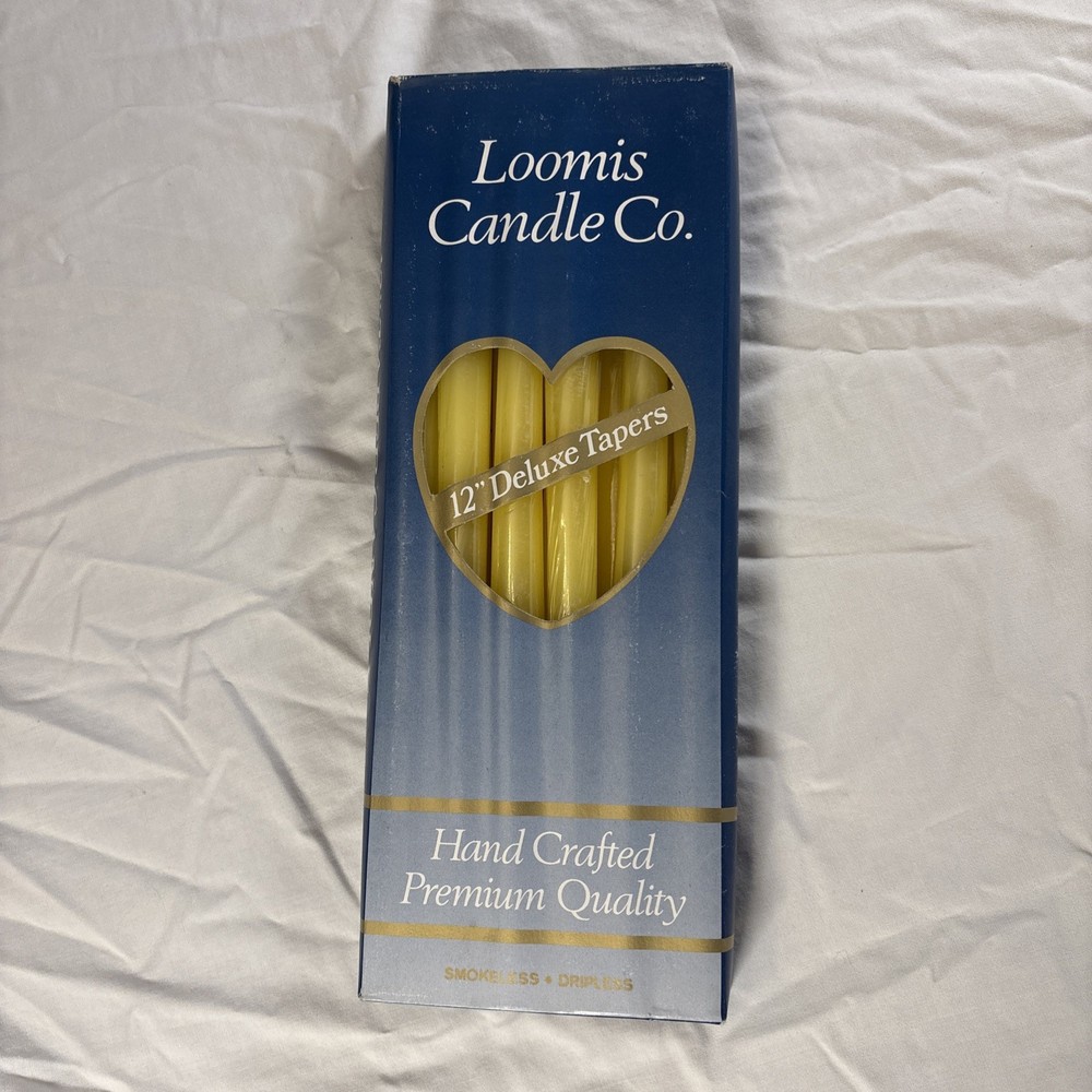 Loomis 12-Inch Yellow Deluxe Taper Candles Set of 12 in Original Box