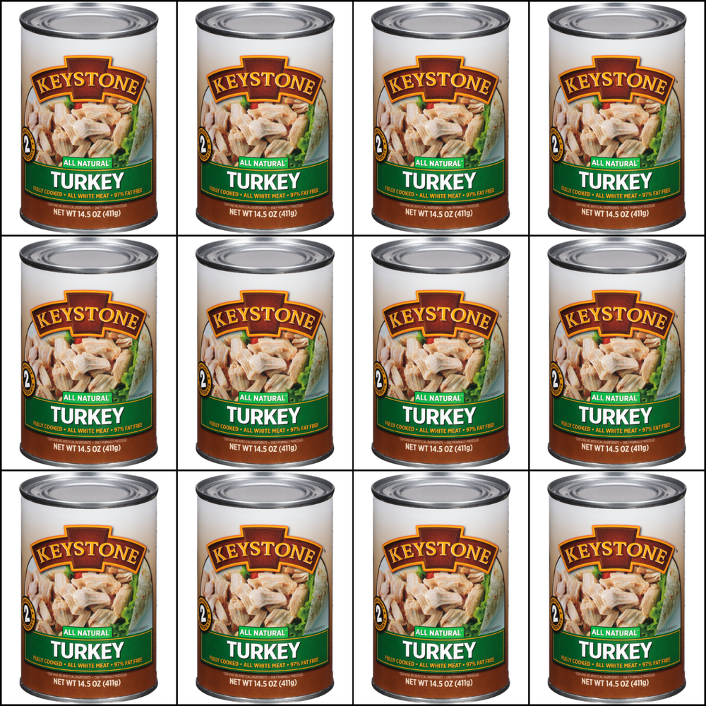 12 Canned Turkey🇺🇸USA Made Keystone Meat 14.5oz Camping Survival Food ex 2029