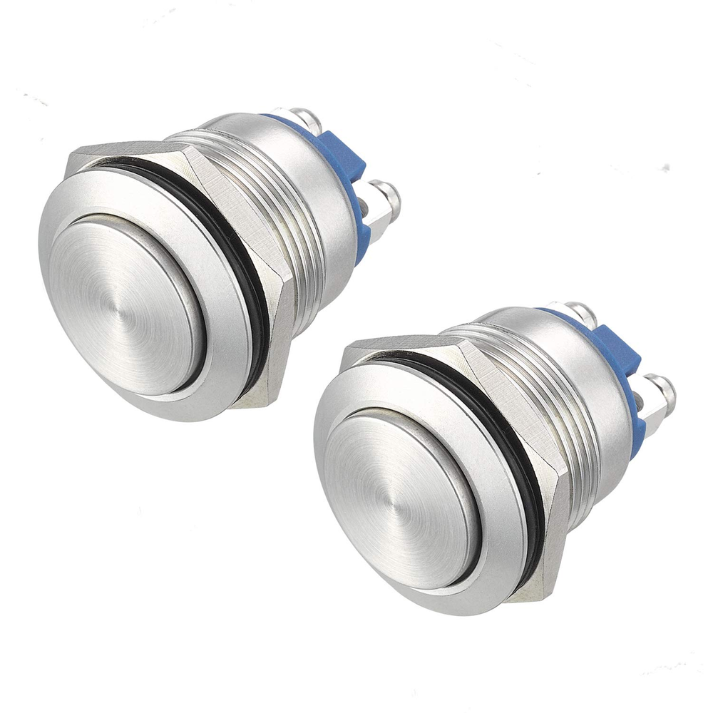 19Mm Momentary Push Button Switch High round Cap Waterproof Stainless Steel Meta