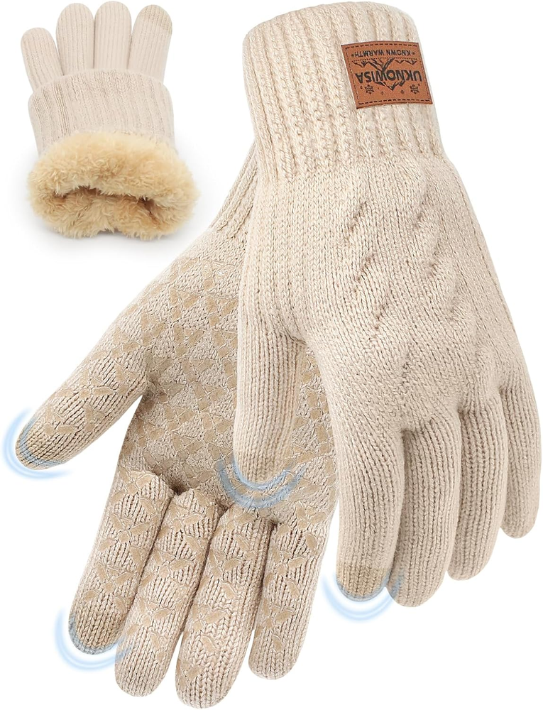 Winter Gloves for Men Women, Warm Fleece Lined with Touch Screen, Thermal Knit w
