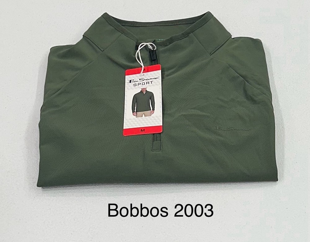 Ben Sherman Men's Quarter Zip Active Stretch Sport T-Shirt, Green, Size M