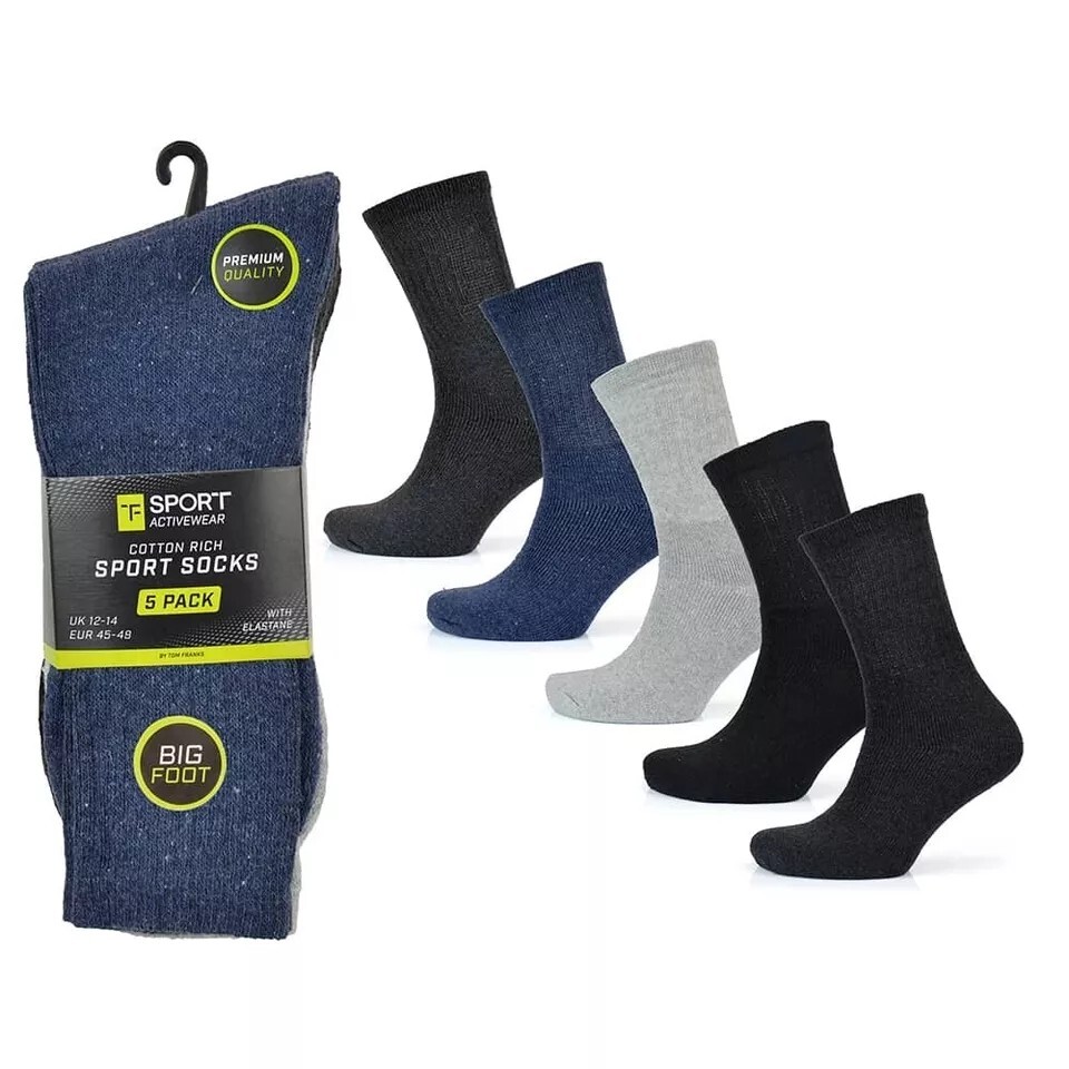 10 Pairs Mens Bigfoot Rich Cotton Premium Quality Sports Socks UK 12-14 Assorted