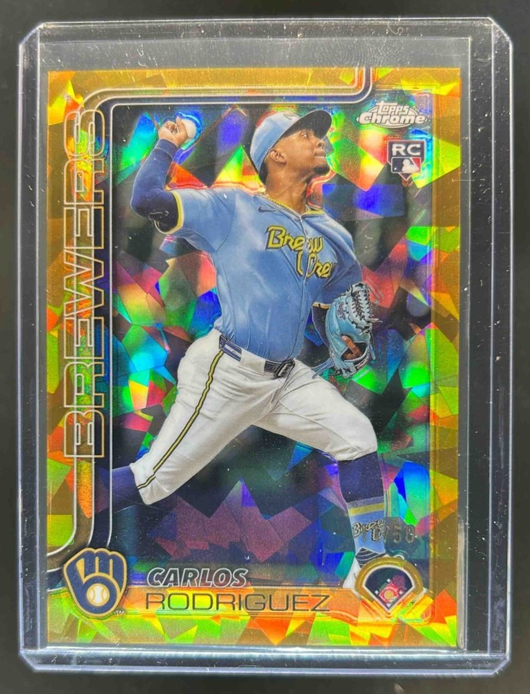 2025 Topps Chrome Sapphire Carlos Rodriguez RC Gold Refractor #/50 Brewers