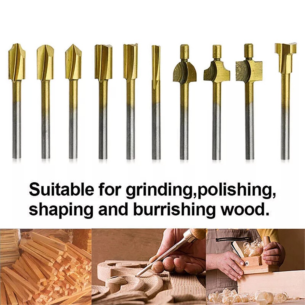 3MM Titanium HSS Router Bits for Rotary Tools - 1/8