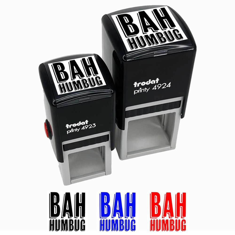 Bah Humbug Funny Christmas Greeting Self-Inking Rubber Stamp Ink Stamper
