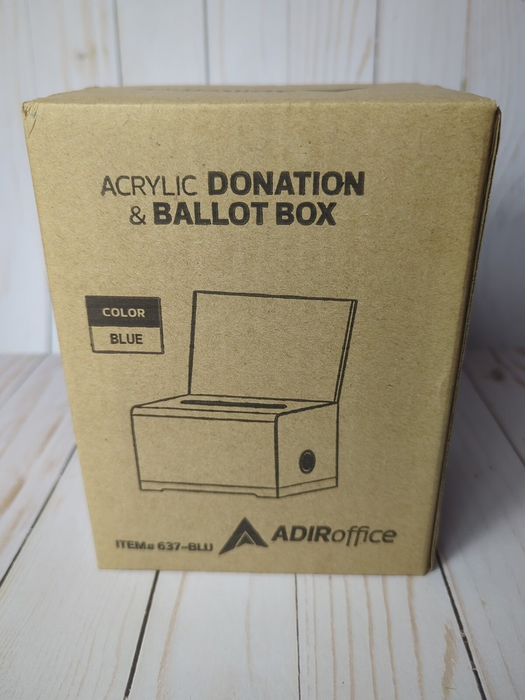Adir Acrylic Donation Ballot Box Blue Lock Secure & Safe Suggestion Box