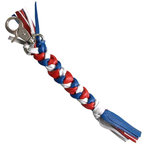 Heavy Duty White & Blue Braided Lobster Claw Keychain for Bikers