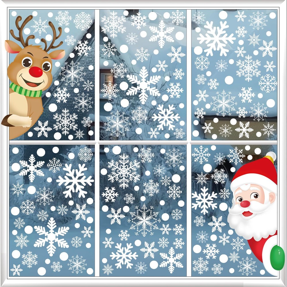 Christmas Decorations - 6 Sheets 276 Pcs Christmas Window Clings for Glass Wi...
