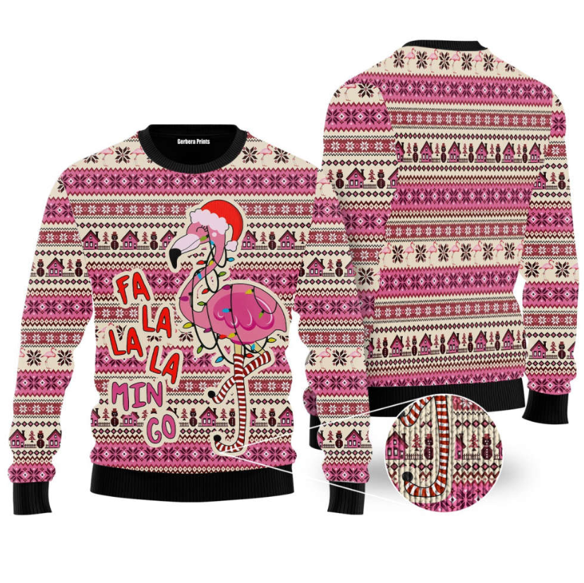 2024 Flamingo Ugly Christmas Sweater Unisex Holiday Gift Full Size