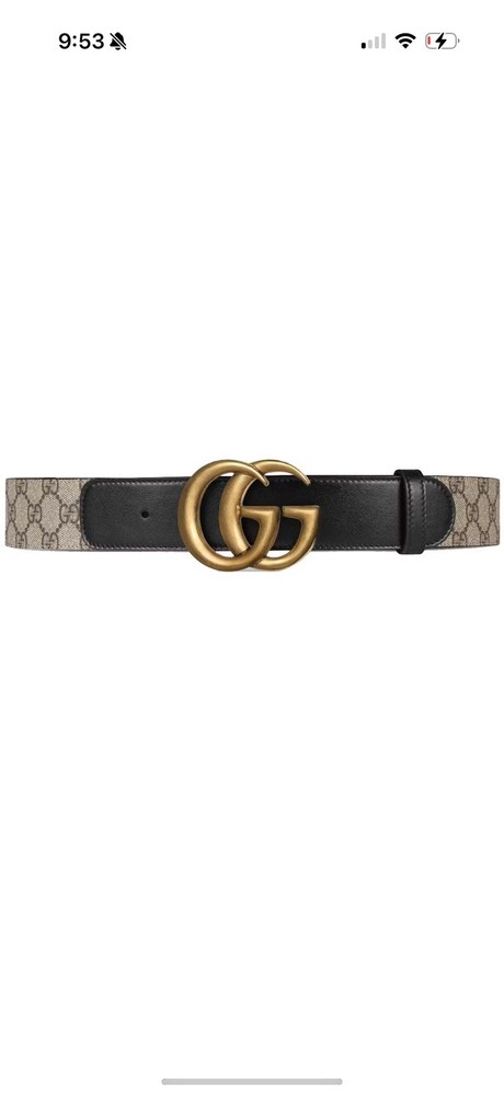 Gucci GG Belt with Double G Buckle Black Mens Size 85 1.5 Inch Width-image