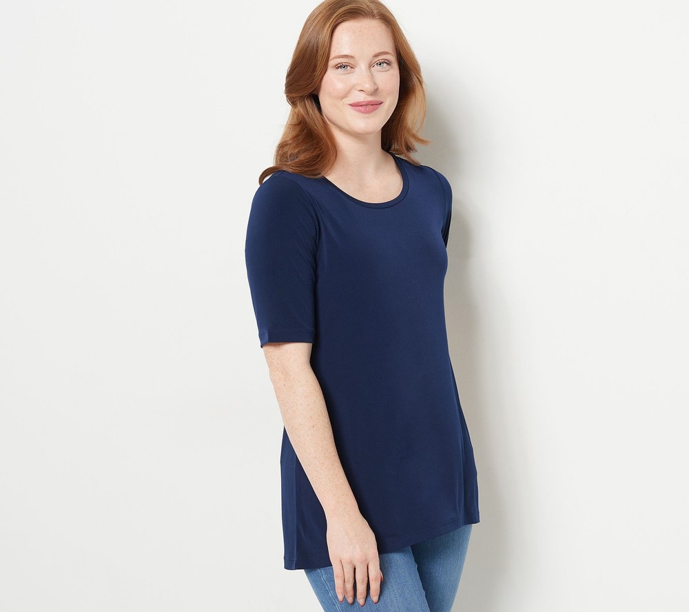 Susan Graver Women's Top Sz 2XS (XXS) Regular Modern Essentials Blue A479160