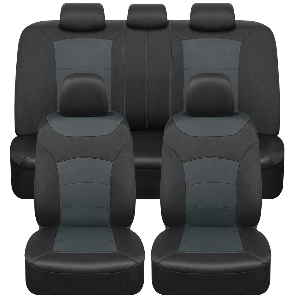 Turismo Full Set Car Seat Covers for Auto Truck SUV in Gray Front & Rear Bench