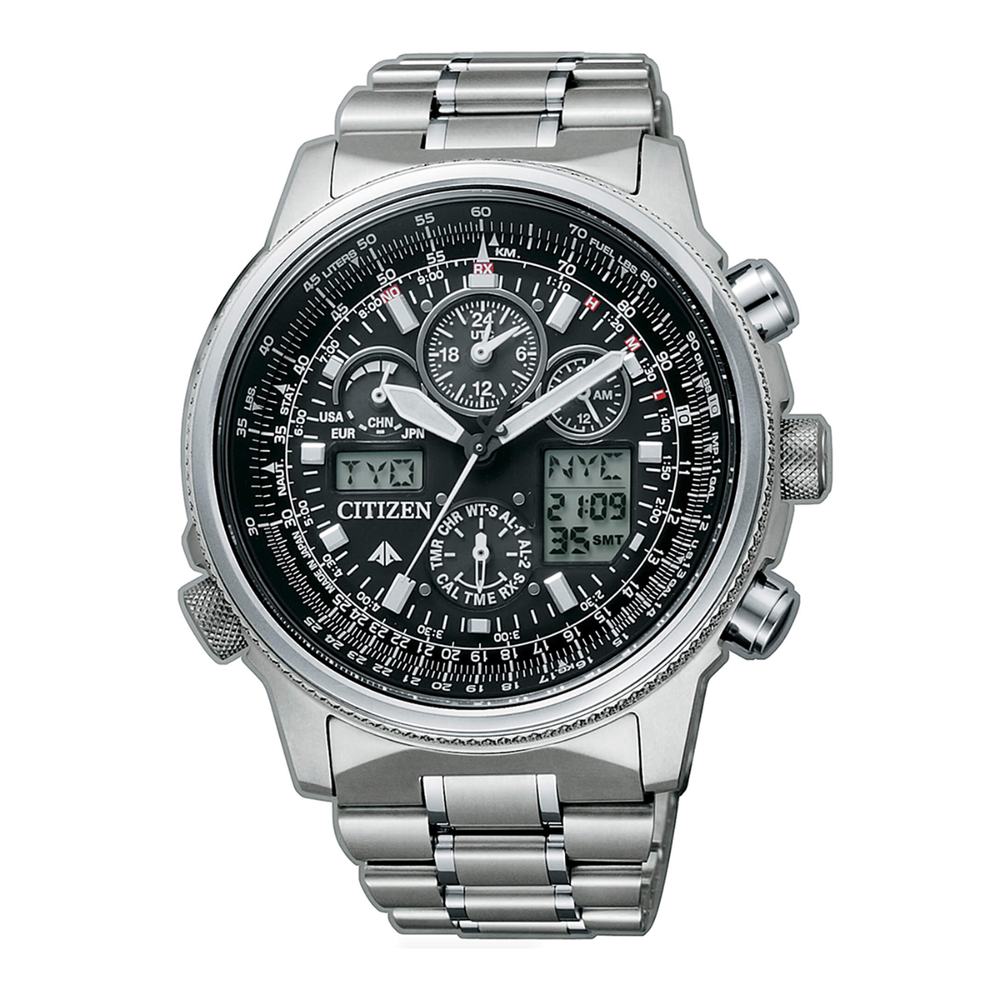 Citizen Watch Radio Controlled Super Pilot Black Titanium 45mm JY8020-52E