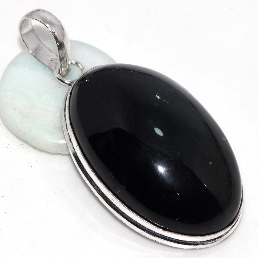 Black Onyx 925 Silver Plated Gemstone Pendant 2