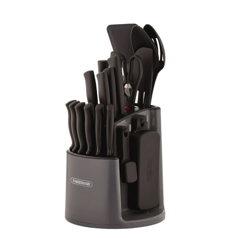 Farberware Classic 30-Piece Spin-N-Store Rotating Carousel Knife Set & Tool Set