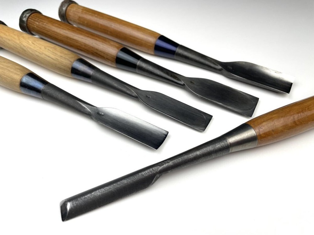 Lot 5 Chisels Nomi Koun Masayoshi Signed Carpentry Tools Wood Carving Set Rare