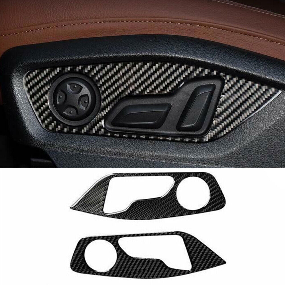 Fit For Audi Q7 2016-2019 Carbon Fiber Seat Adjustment Handle Panel Trim 2*