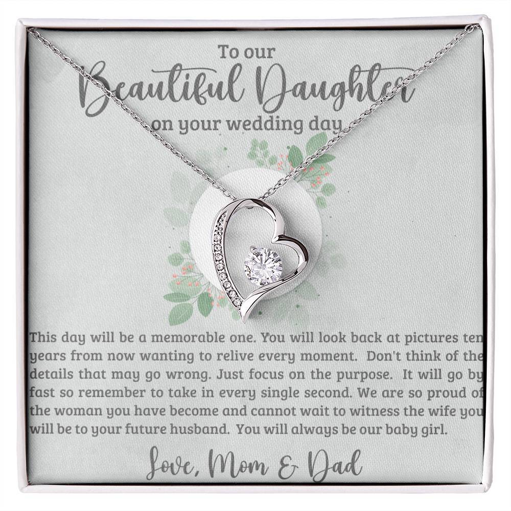 Daughter on Your Wedding Day Heart Necklace