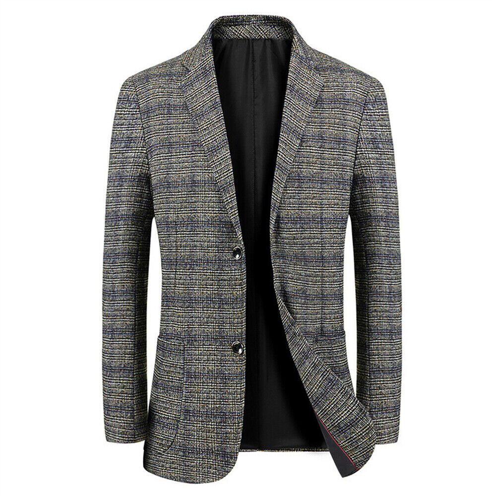 Men Formal Work Blazer Jacket Business Casual Button Slim Fit Suit Coat Tops