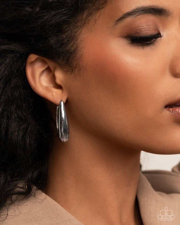 New Paparazzi Jewelry-Woven Wisdom Hinge Hoop Earring-Silver