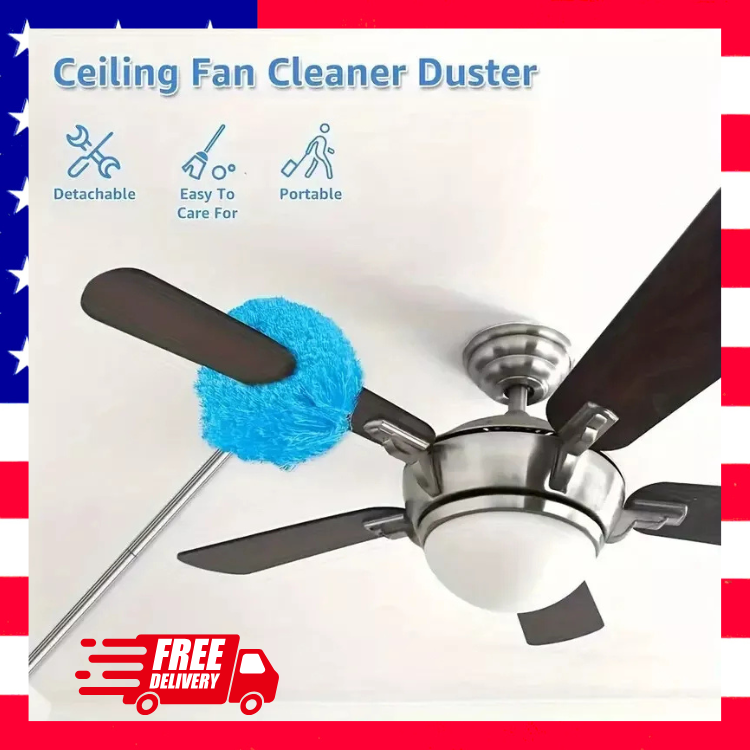 Ceiling Fan Blade Duster Reusable Microfiber Cleaning Brush With Extension Pole