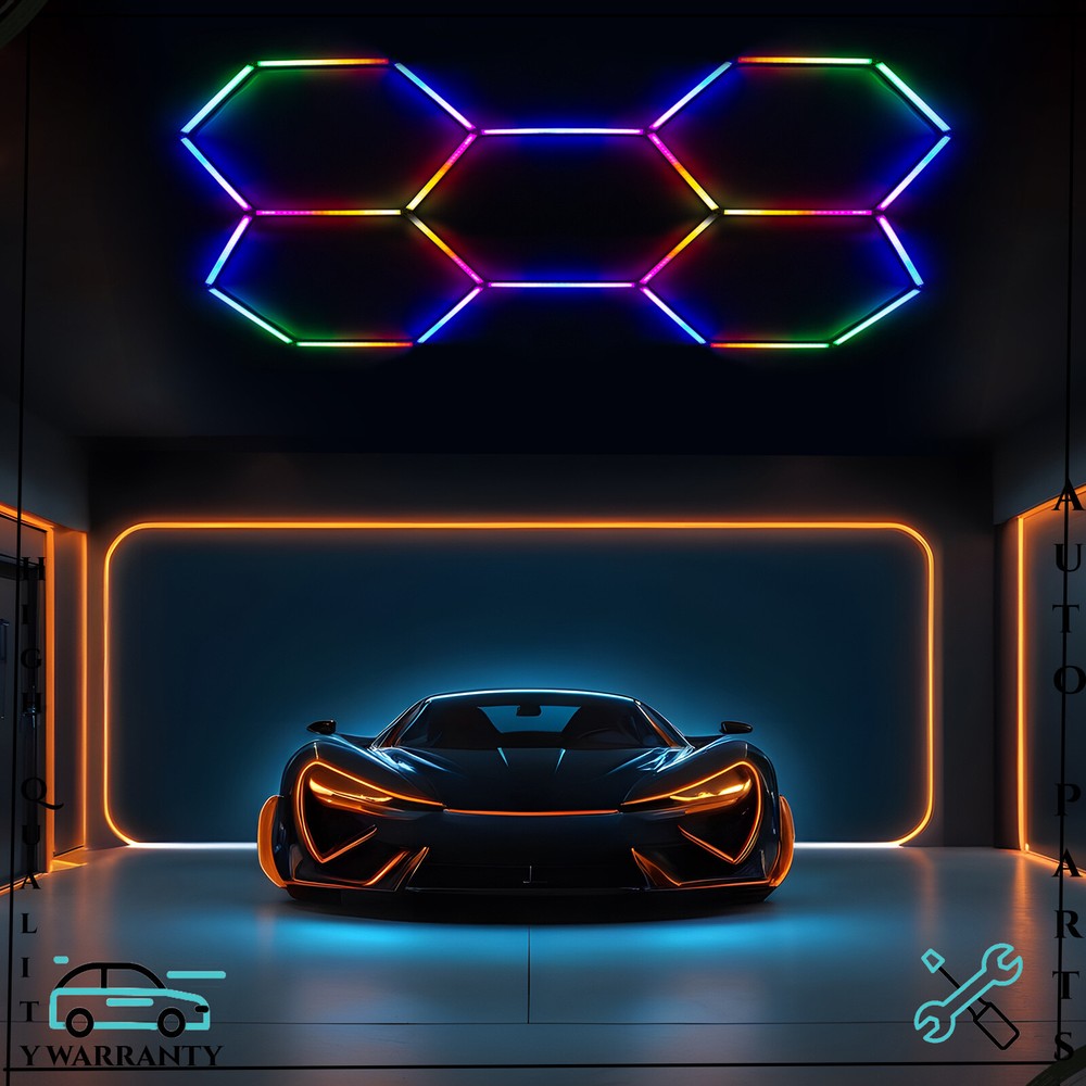 Hexagon RGB LED Light for Car Detailing Garage Workshop Retail Decorative Honeycomb Lighting Fixture
