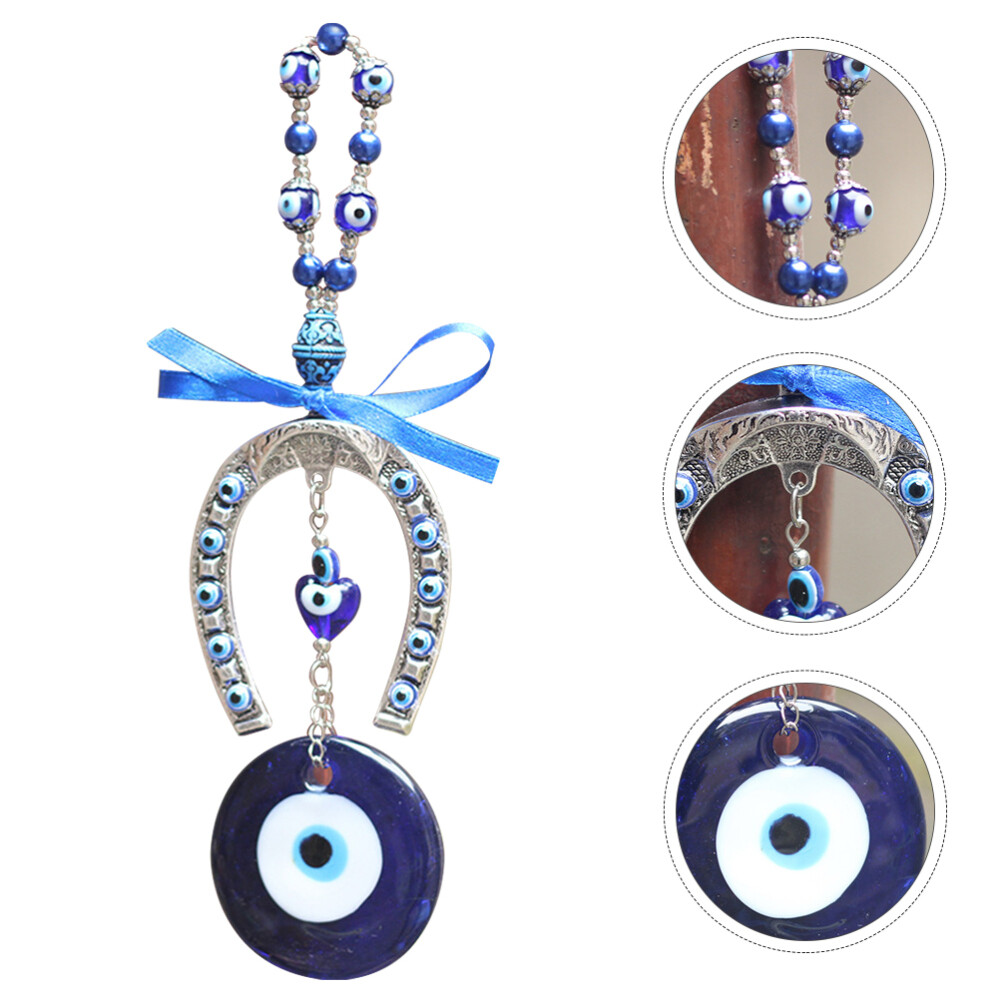 Blue Evil Eye Glass Pendant Necklace for Protection Against Negativity  
