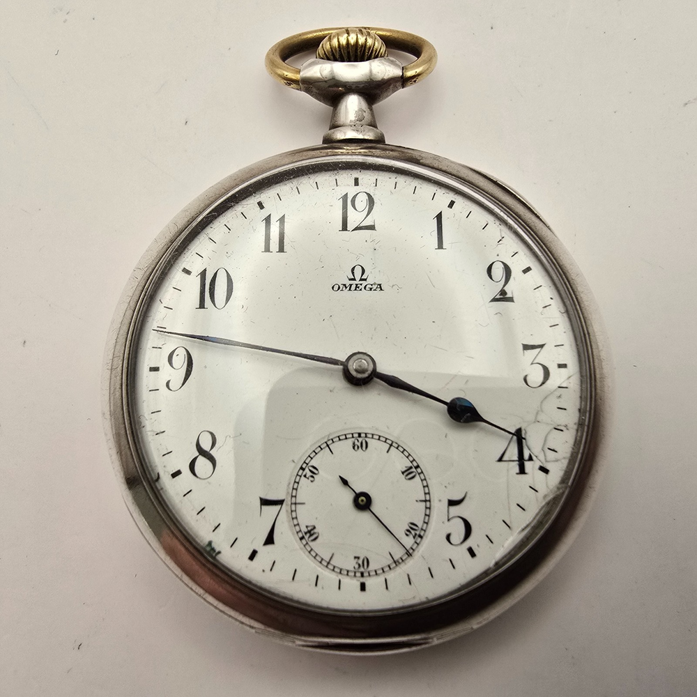 OMEGA GRAND PRIX PARIS 1900 VINTAGE SWISS 800 SILVER MANUAL WINDING POCKET WATCH