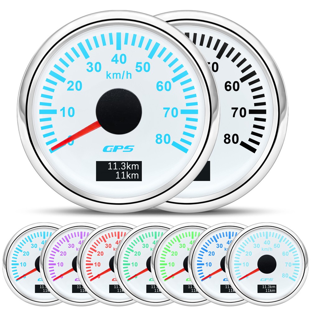 2'' 52mm GPS Speedometer 0-80km/h Gauge Odometer for Motorcycles Boat Car Truck