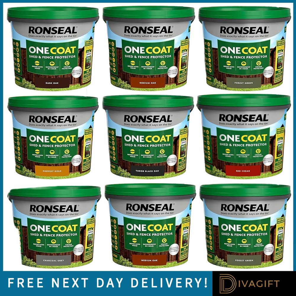 RONSEAL ONE COAT LIFE QUICK DRY GARDEN SHED FENCE PAINT PROTECTOR 5L ALL COLOURS