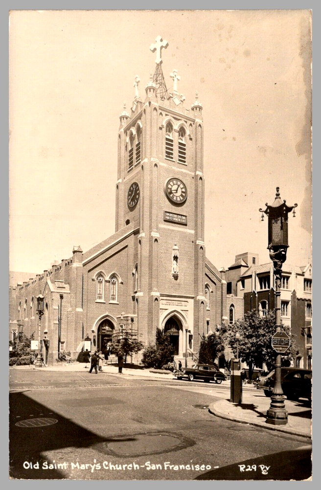 Old Saint Mary's Church San Francisco CA Street View Real Photo RPPC Postcard