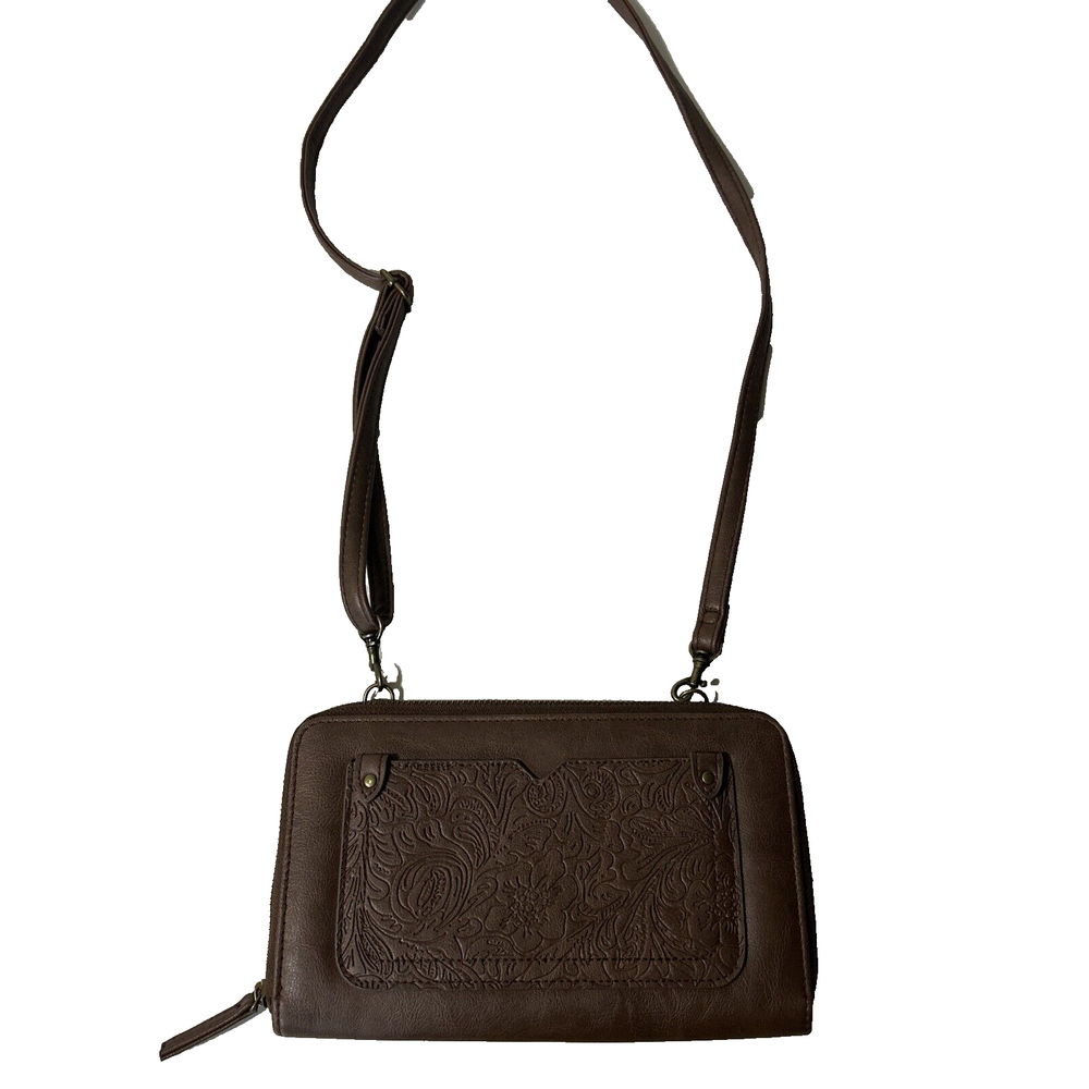 Slim Brown Rectangle Crossbody Wallet Purse Basic Minimalist  