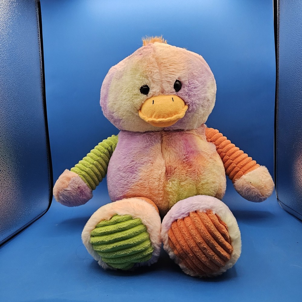 Linzy Toys Duck Plush Stuffed Animal Tie Die Rainbow 22 Inches Long
