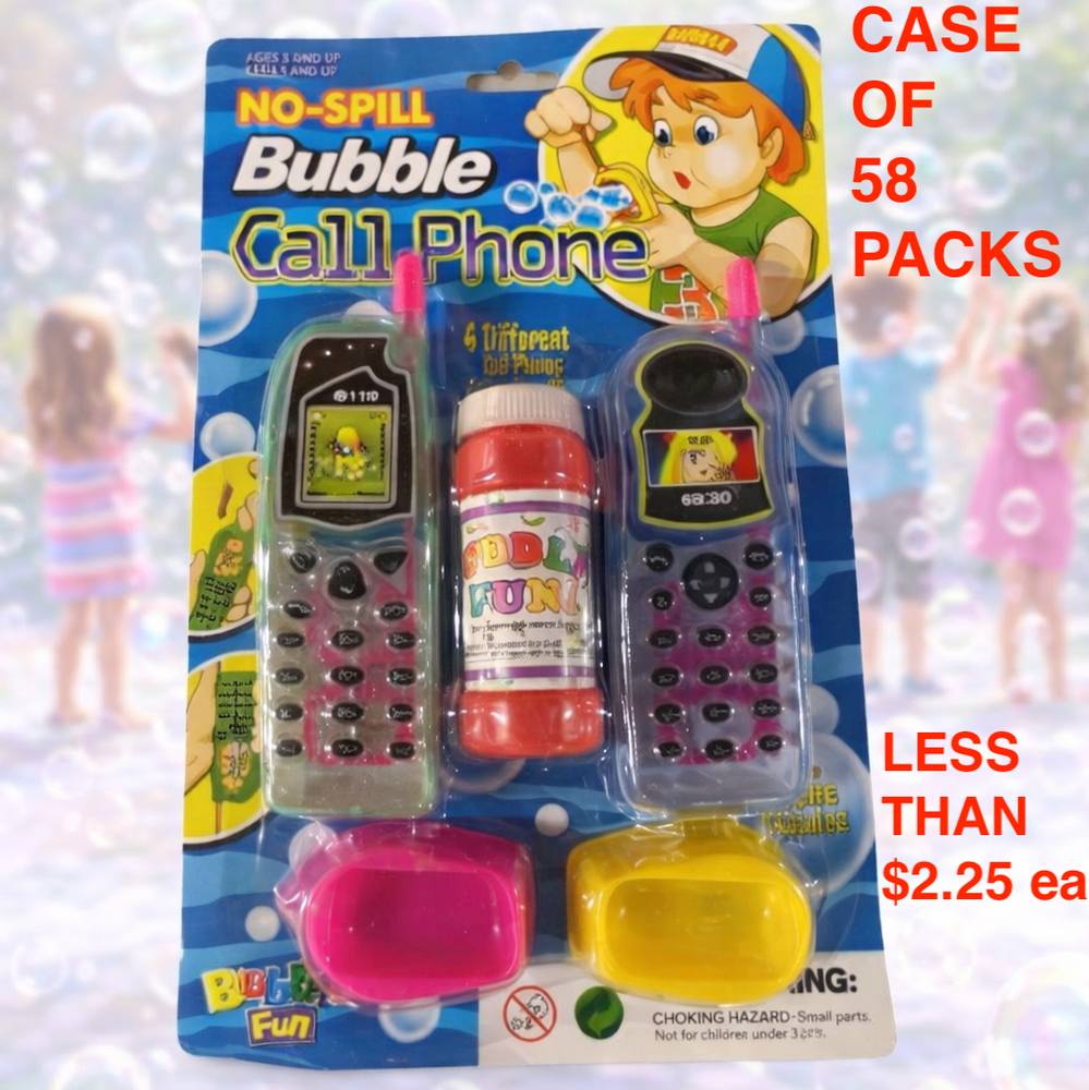 HUGE CASE (58) 2pks Handheld Bubble Maker Cell Phone Toys LESS than $2.25ea 116z