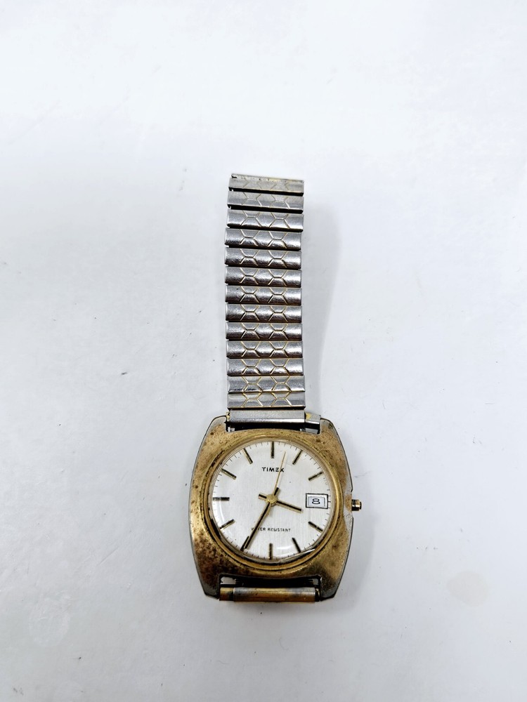 Timex mechanical watch with silver-tone dial and bronze tone metal case Parts