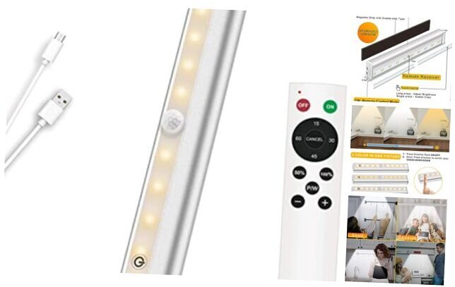 LED Closet Light 20-LED Rechargeable Remote Control Light Under Cabinet 1 Pack