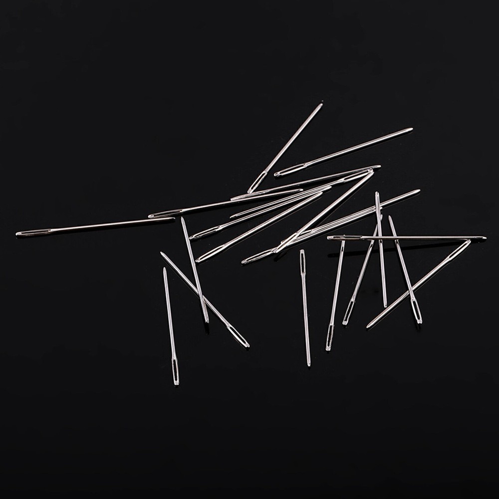 20-Piece Silver Large Round Eye Knitting Needles 52mm for Sewing Embroidery