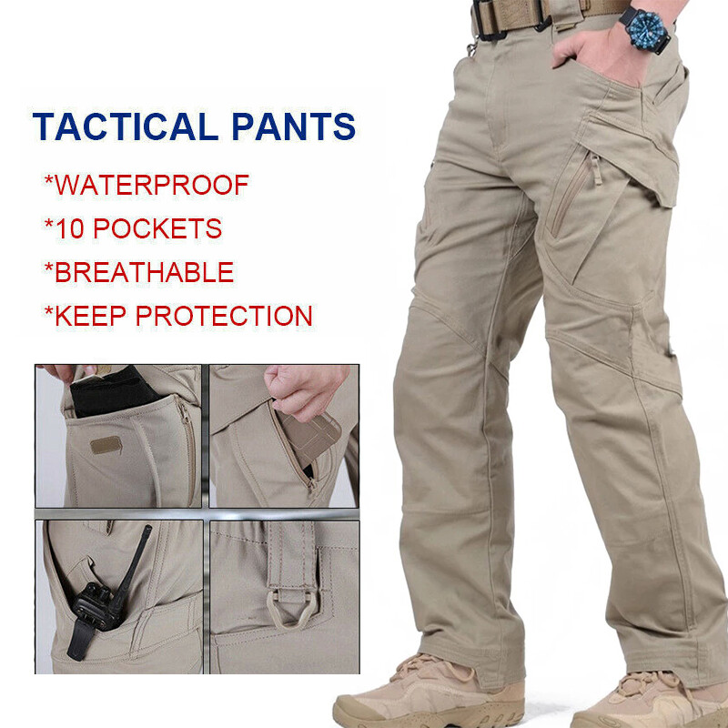 Tactical Combat Cargo Pants for Men - Waterproof Outdoor Hiking Work Trousers