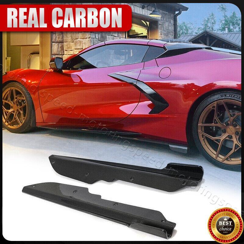 For Chevrolet Corvette Stingray C8 REAL CARBON Winglet Side Skirt Extension Lip