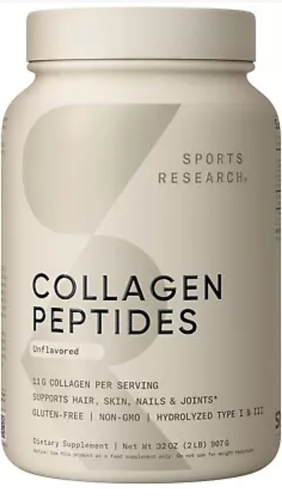 Sports Research Collagen Peptides Type I & III Unflavored 2 lb/32oz  - NEW